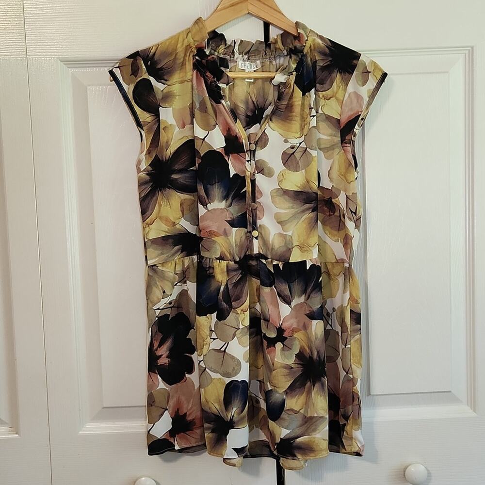 Spence Women's Multi-Colored Floral Top Size SM Watercolor Y2K Girlhood‎ Fairy